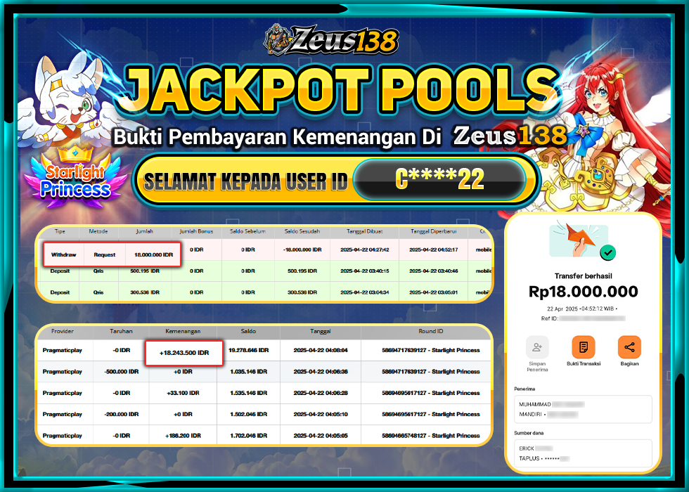 ZEUS138 STARLIGHT PRINCES Rp.18.000.000,- LUNAS