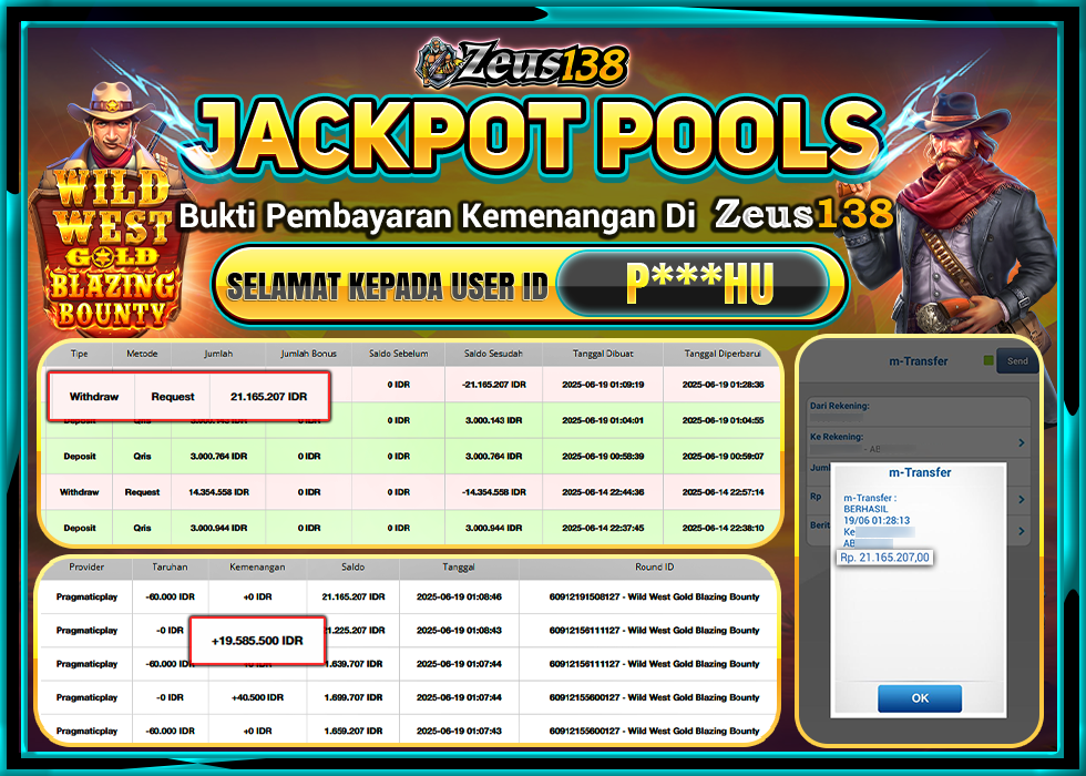 ZEUS138 WILD WEST GOLD BLAZING BOUNTY Rp.21.165.207,LUNAS