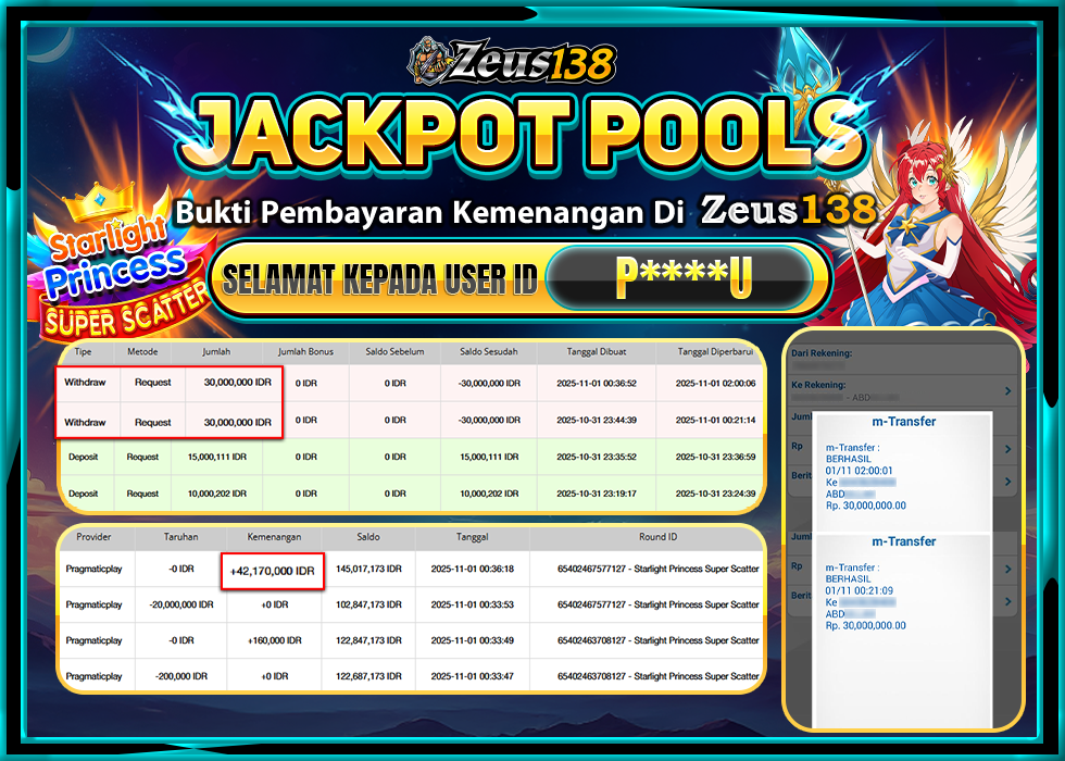ZEUS138 STARLIGHT PRINCESS SUPER SCATTER Rp 60.000.000 LUNAS 