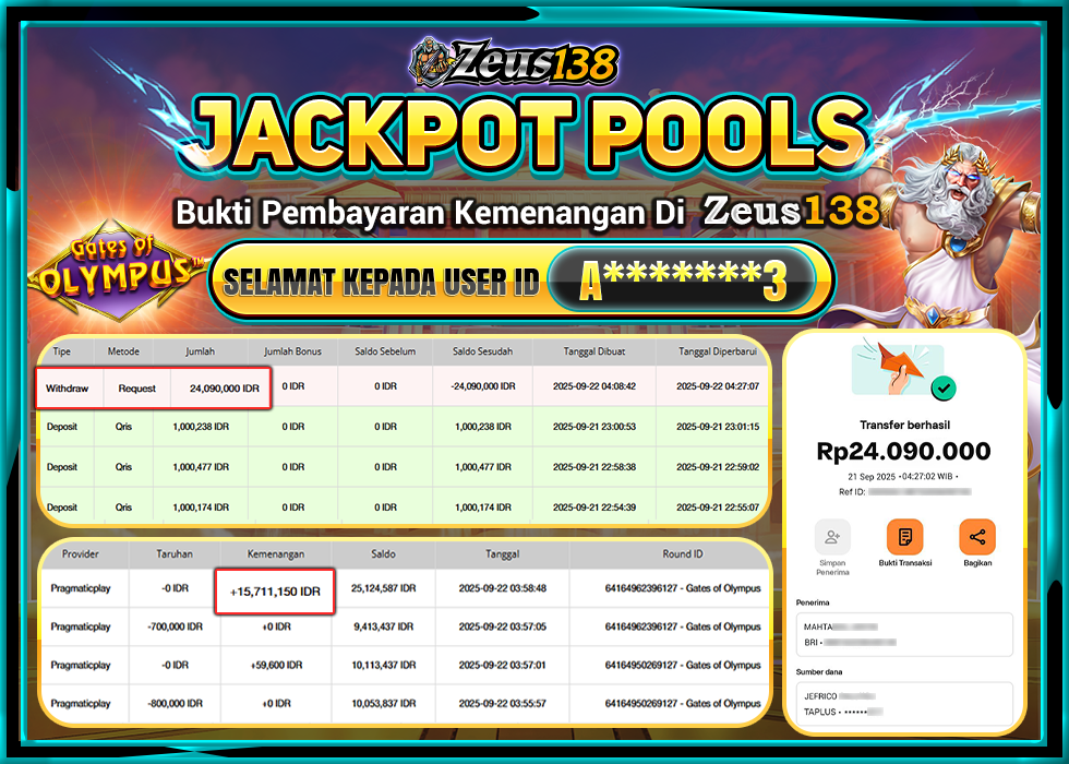 ZEUS138 GATES OF OLYMPUS Rp.24.090.000 LUNAS